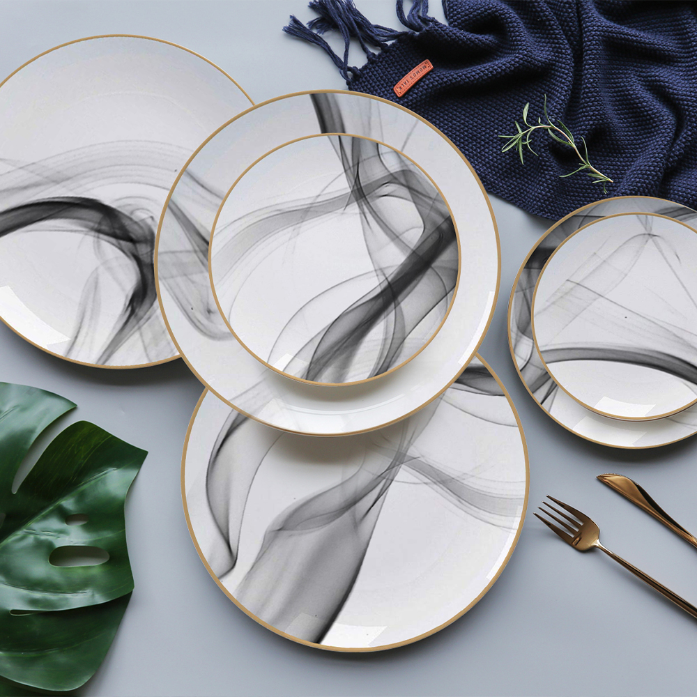 Chinese Ink Style Ceramic Plate Sets Dinnerware for Dinner Events